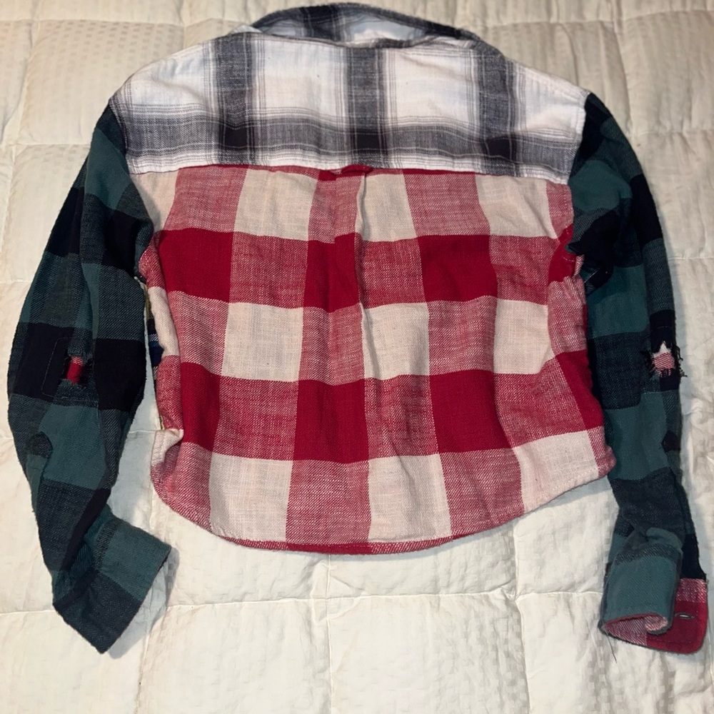 American Eagle Patchwork Mixed Media Cropped Flan… - image 2